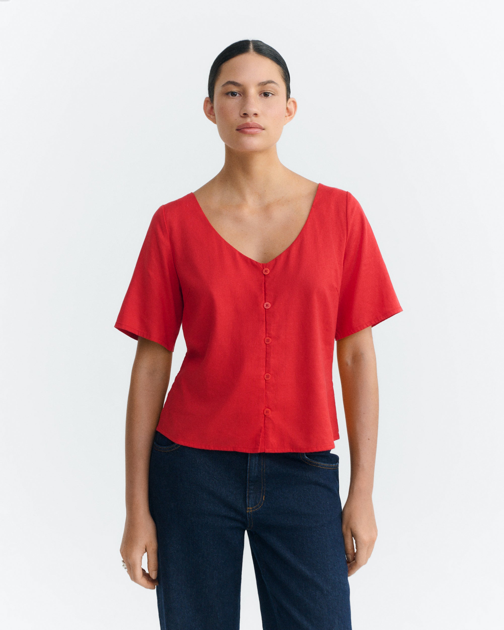 Blusa roja hemp Leia sostenible - 2