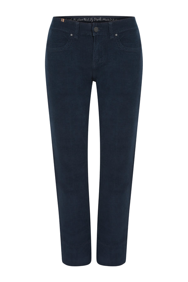 Pantacourt Droit Capri Corduroy - Bleu Nuit - Femme