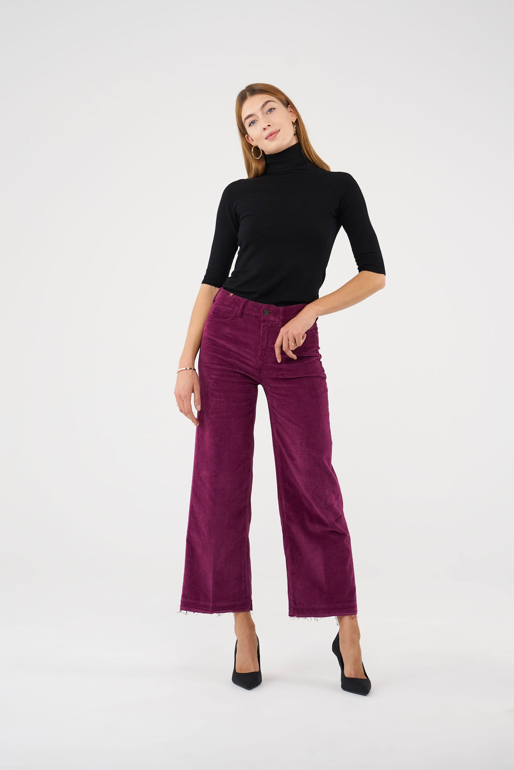 Pantalon Large Court Silene Jumbo Corduroy - Violet - Femme