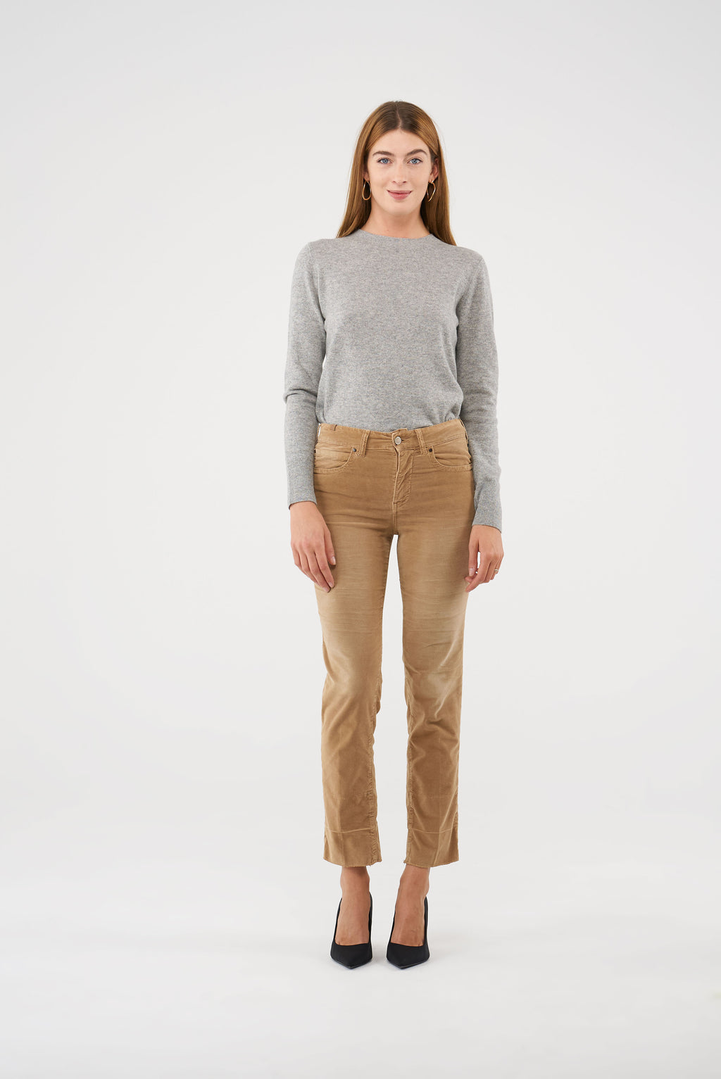 Pantacourt Droit Capri Hellebora Velvet - Camel - Femme