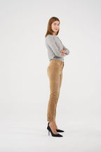Pantacourt Droit Capri Hellebora Velvet - Camel - Femme