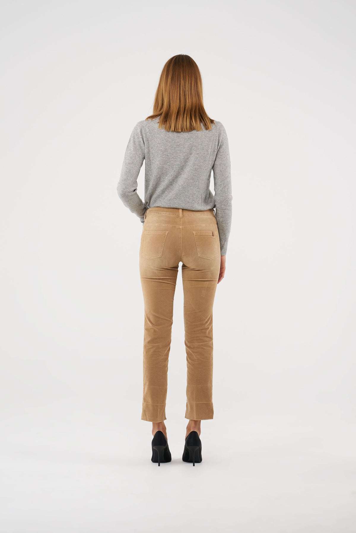 Pantacourt Droit Capri Hellebora Velvet - Camel - Femme