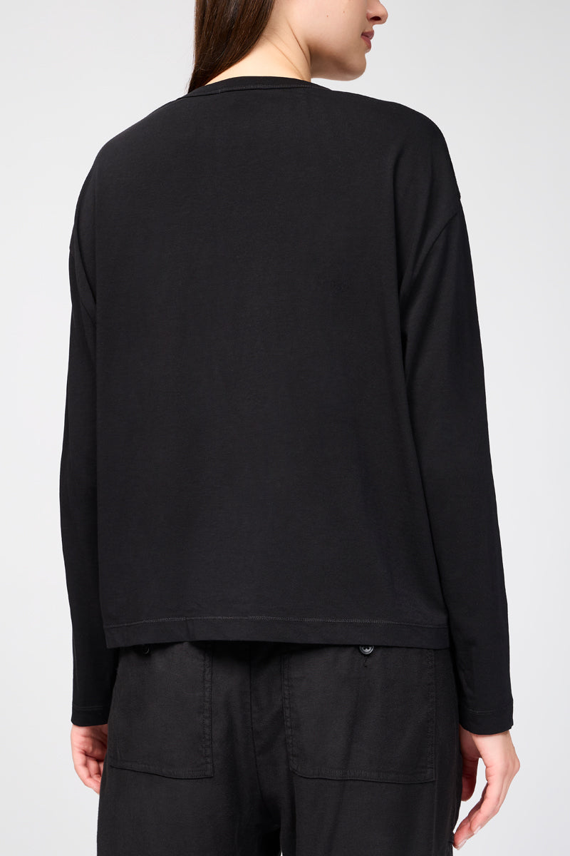 Henley Clean Finish Top - Black - Women
