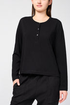 Henley Clean Finish Top - Black - Women