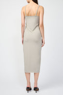 Vestido de tirantes de punto de crepé mate - Mineral - Mujer