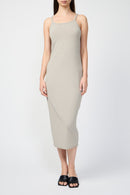 Vestido de tirantes de punto de crepé mate - Mineral - Mujer