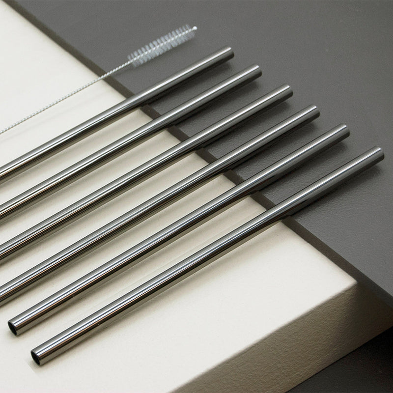 Set Of 6 Straws + Pipe Cleaner - Glossy Black