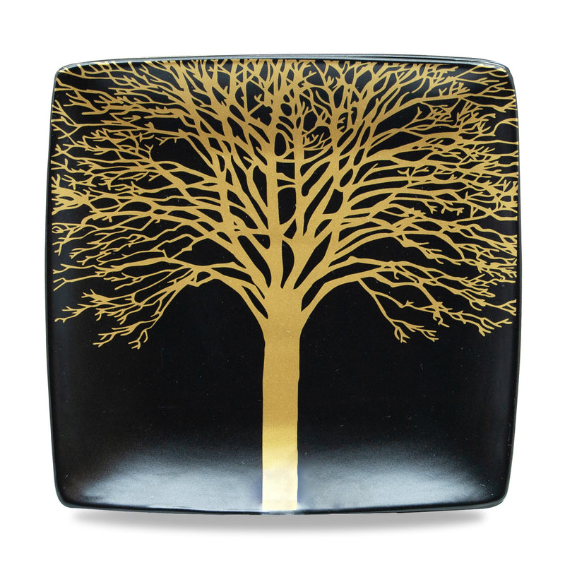 Singapore - Ensemble De 4 Assiettes Carrées En Céramique À Décor Doré - Noir - Céramique