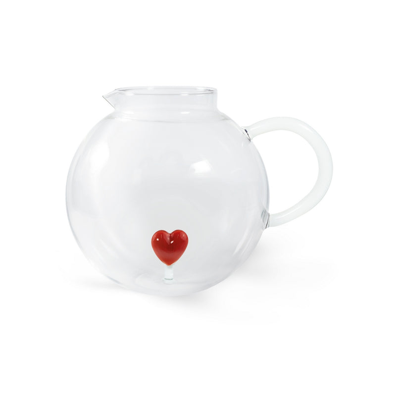 Jarra de vidrio de borosilicato - Figura de corazón rojo