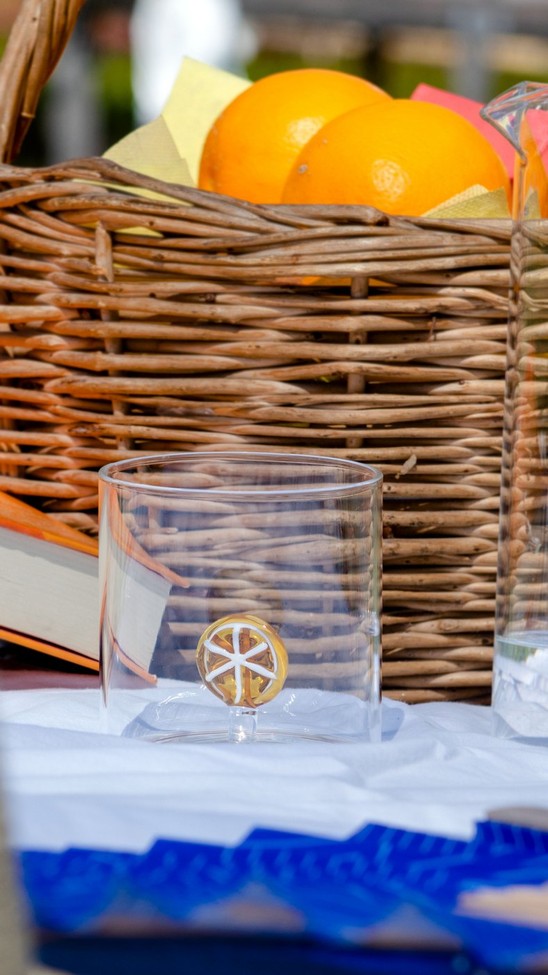 Borosilicate Glass Tumbler - Orange Figurine