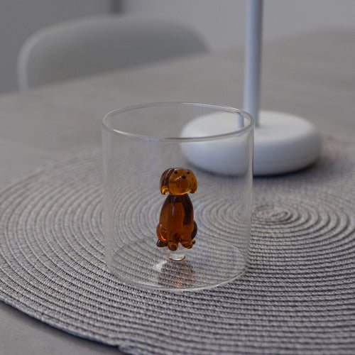 Borosilicate Glass Tumbler - Dog Figurine