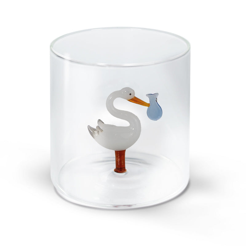 Monterey - Lot De 2 Gobelets Cigogne Porte-Bébé Bleus - Verre Borosilicate