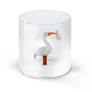 Vaso de vidrio de borosilicato - Figura de cigüeña portabebés rosa
