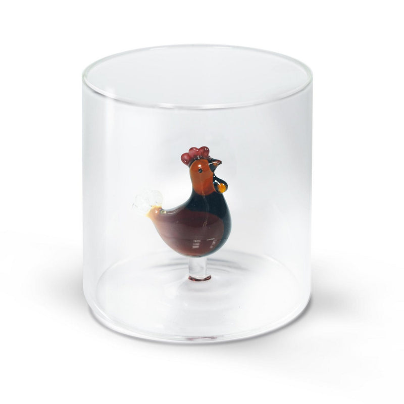 Borosilicate Glass Tumbler - Hen Figurine