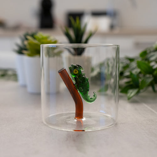 Borosilicate Glass Tumbler - Gecko Figurine