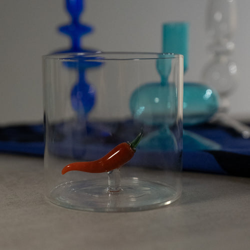 Borosilicate Glass Tumbler - Chili Pepper Figurine
