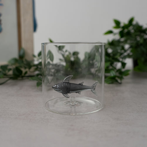 Borosilicate Glass Tumbler - Shark Figurine