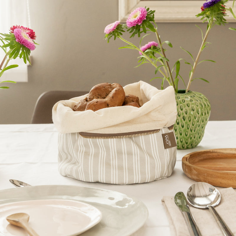 Sac À Pain Chauffant - Rayé Gris