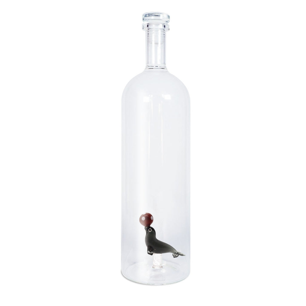 Borosilicate Glass Bottle With Stopper - Seal Figurine