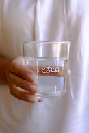 Set Of 6 Borosilicate Glass Tumblers With White Inscriptions