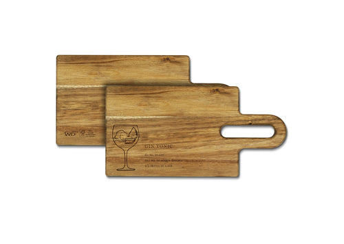 Roma - Tabla de cortar de madera de acacia con receta de cóctel grabada - Madera