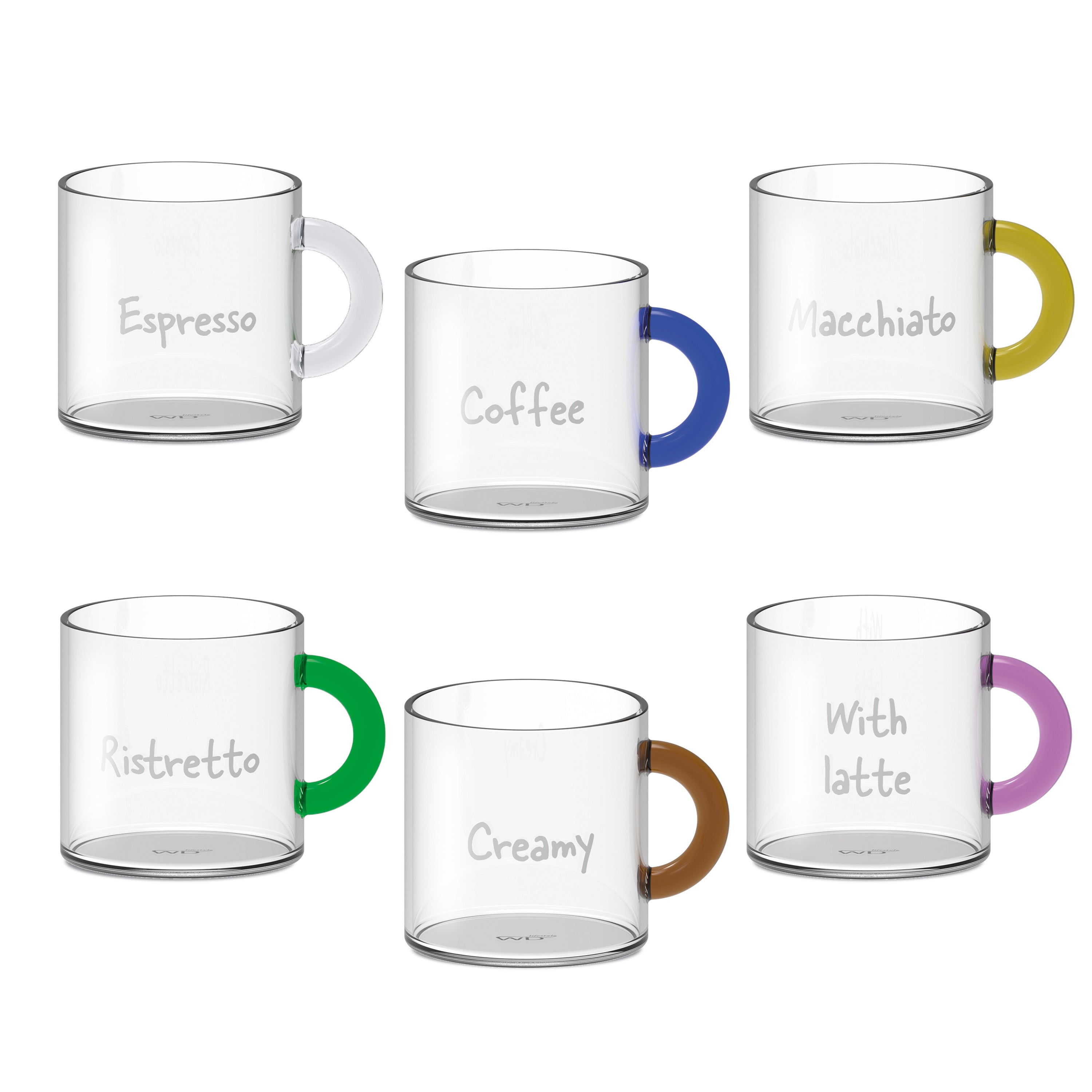 Set de 6 Tazas de Café en Vidrio Borosilicato - 6 Colores