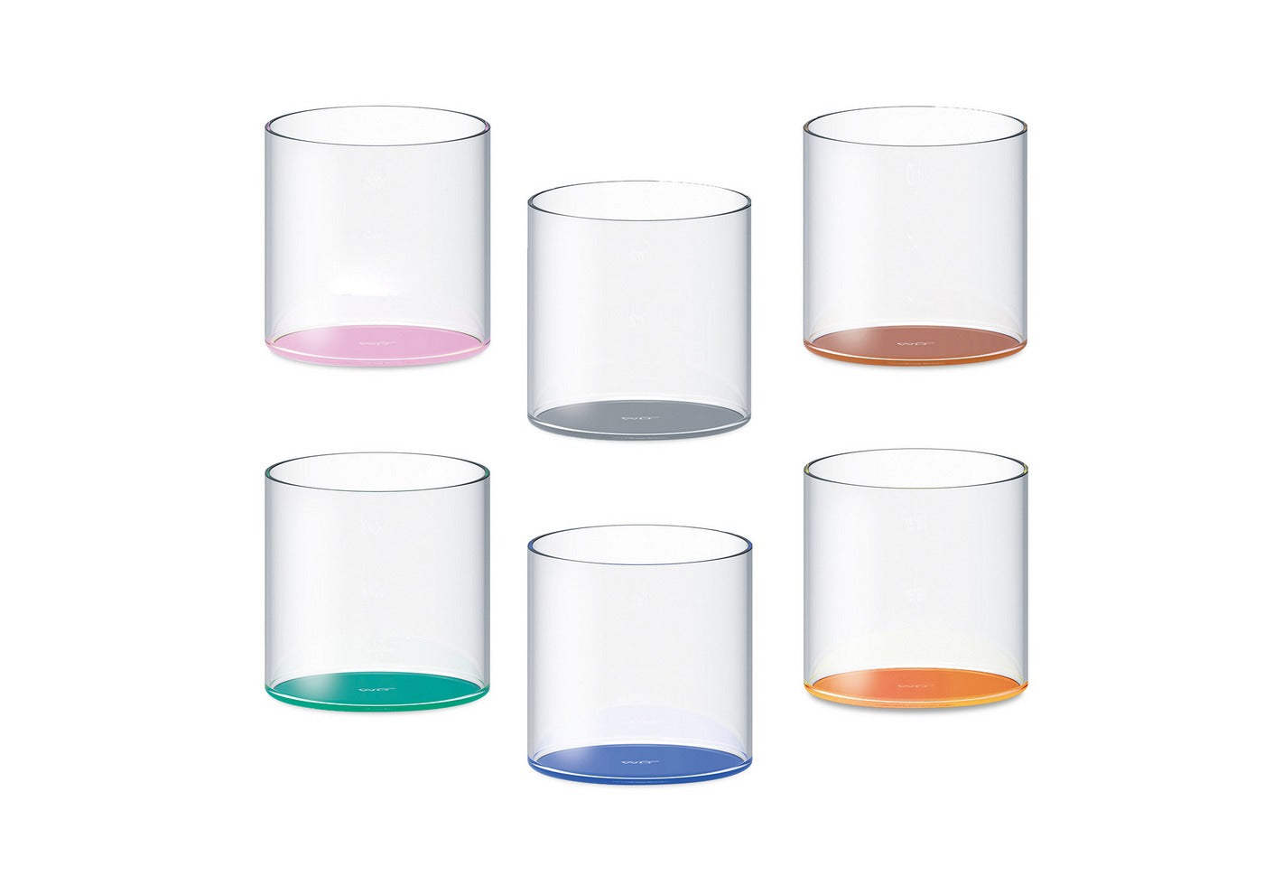 Set of 6 Coloured Borosilicate Glass Tumblers - 6 Colours