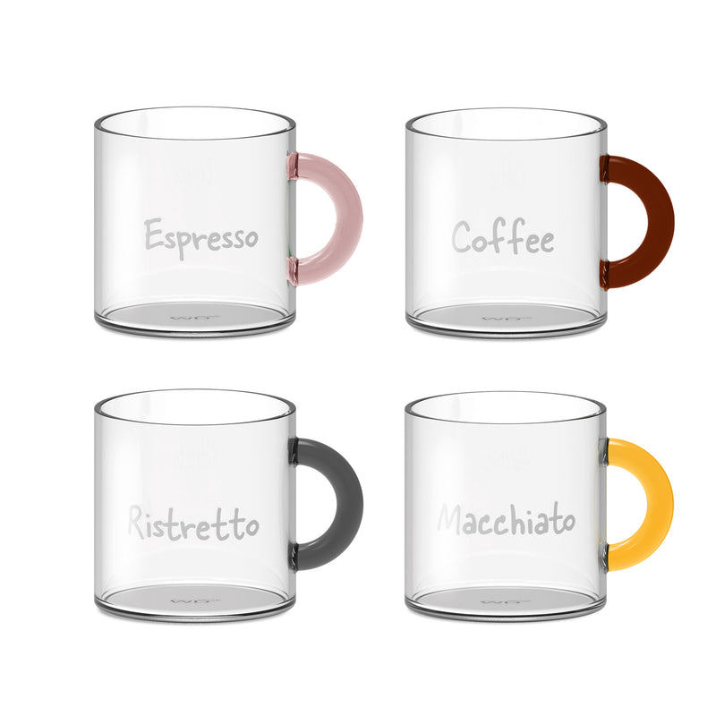 Monterey - Ensemble De 4 Tasses À Café Avec Anse - Verre Borosilicate