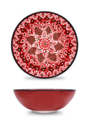Ceramic Salad Bowl with Handmade Embossed Decoration, Ø 20 cm - Red
