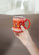Lot De 4 Tasses En Céramique Avec Décoration En Relief Faite À La Main - Rouge