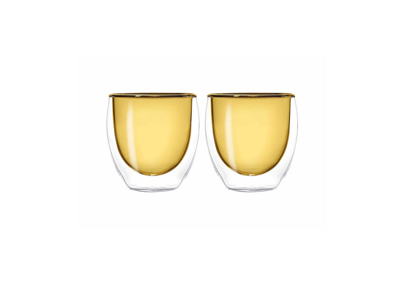 Set of 2 Small Double-Walled Glasses - Yellow