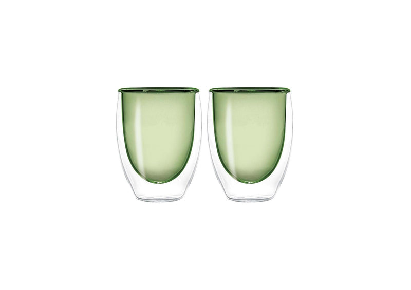 Set of 2 Double Walled Glasses - Green