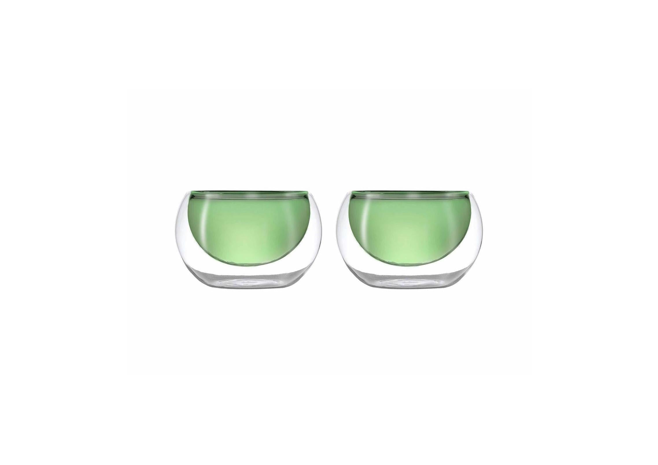 Set De 2 Boles De Vidrio De Doble Pared - Verde