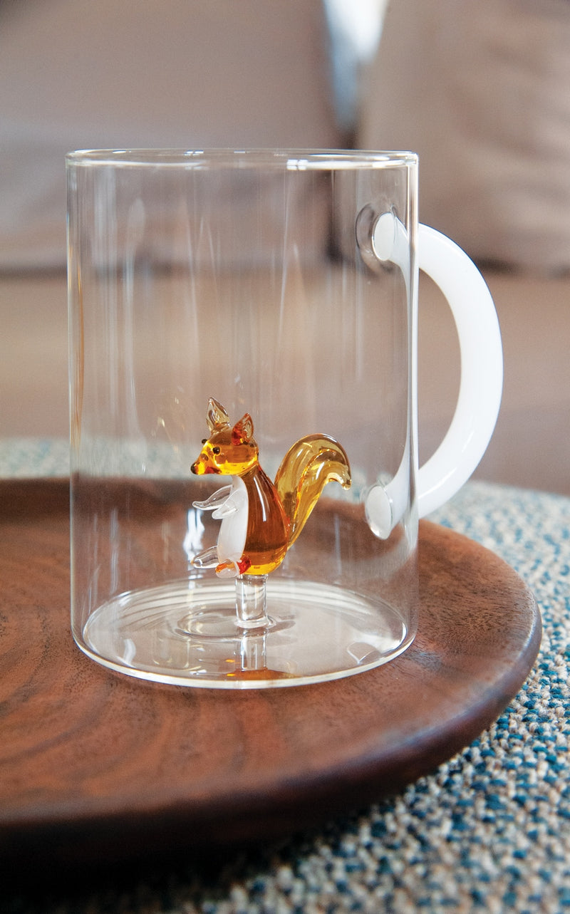 Taza de vidrio de borosilicato - Figura de ardilla