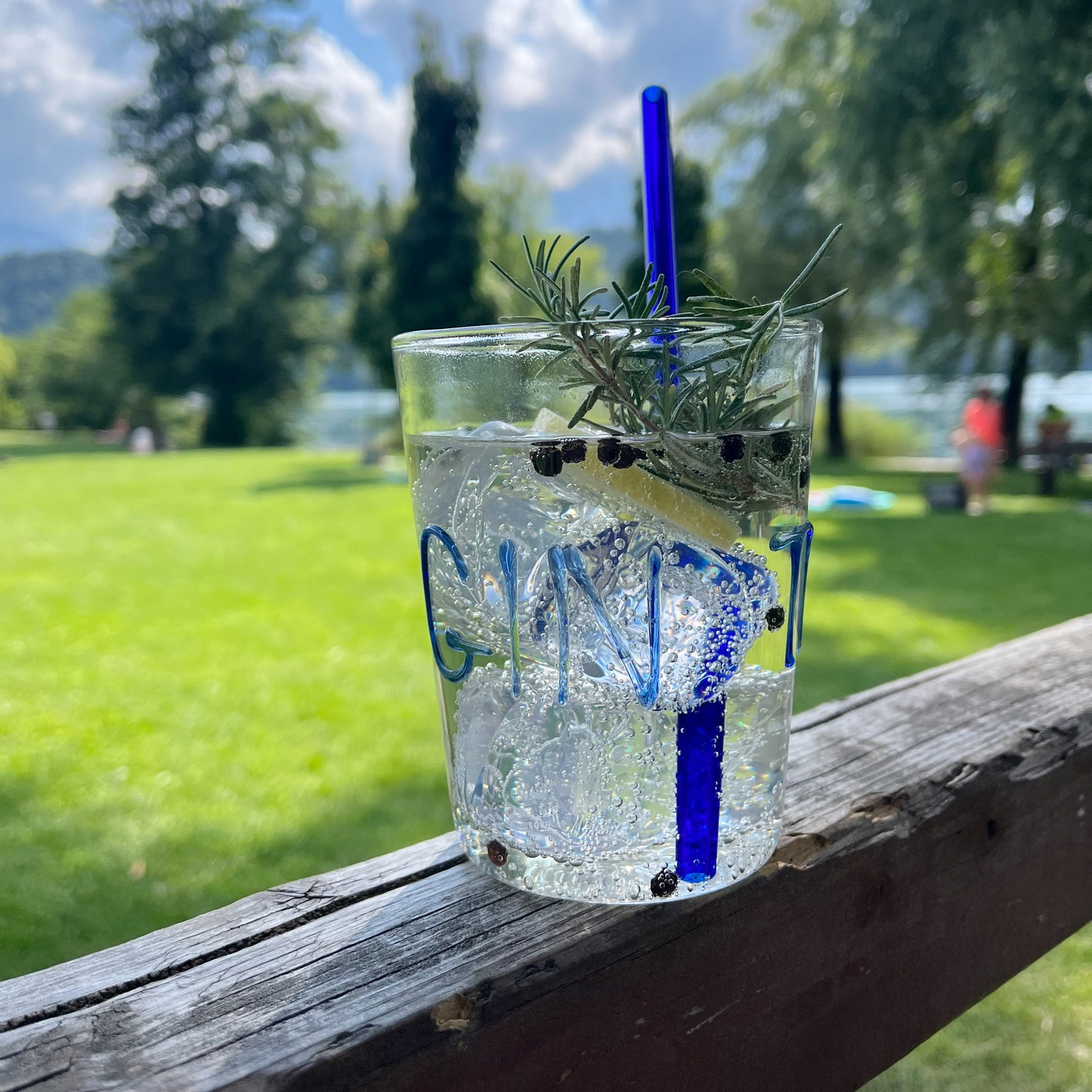 Set of 4 Cocktail Glasses in Borosilicate Glass - Gin Inscription