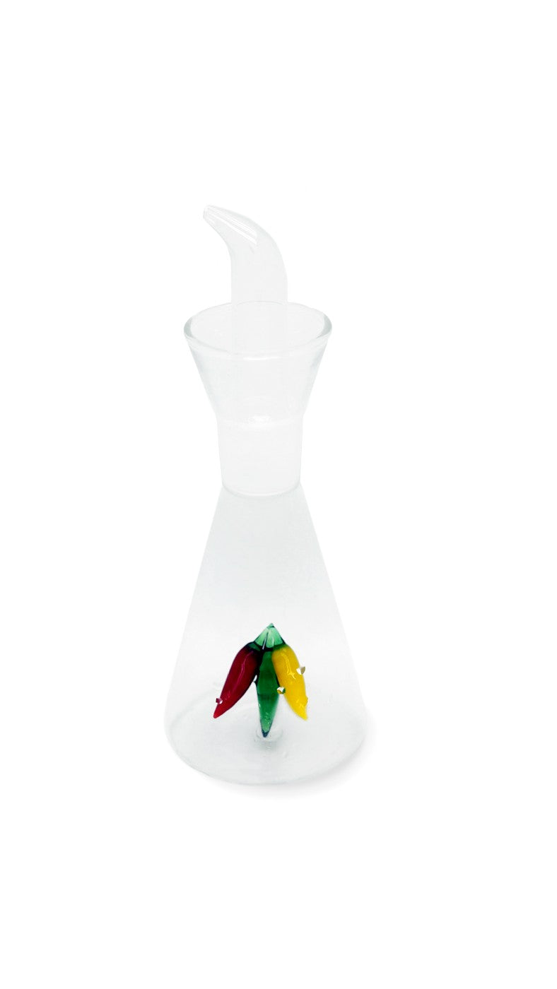 Borosilicate Glass Oil Cruet - Chili Pepper Decor
