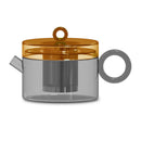 Tetera de vidrio de borosilicato con mango de color - Gris y naranja