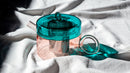 Théière En Verre Borosilicate Avec Poignée Colorée - Pêche Et Verte Pétrole
