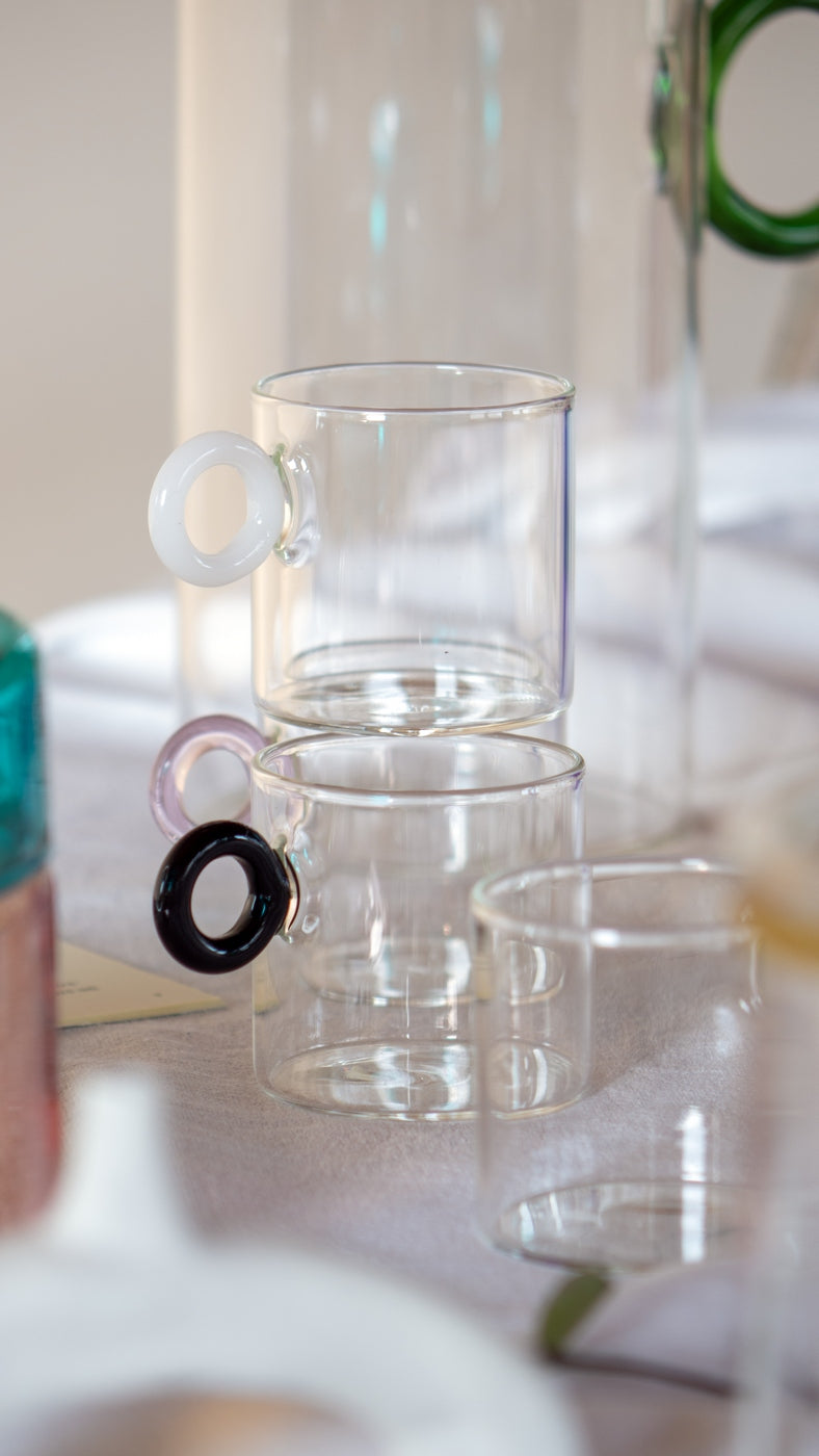 Set De 6 Tasses À Café En Verre Borosilicate Avec Poignée Colorée - Poignée Colorée