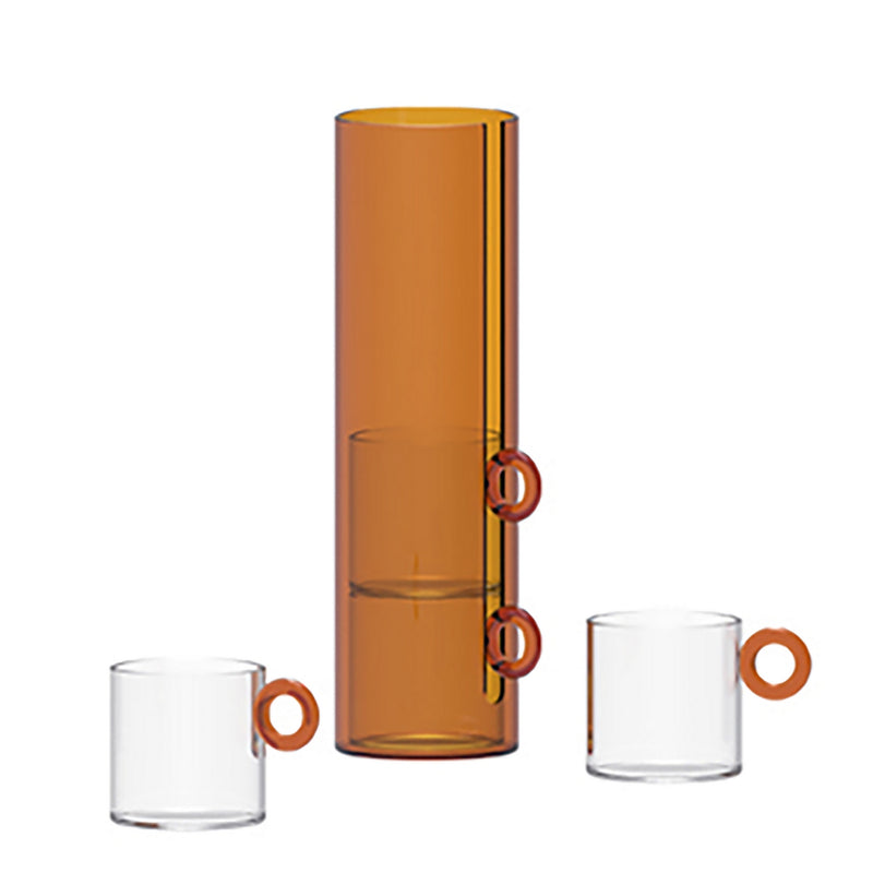 Set De 4 Tasses En Verre Borosilicate Avec Poignée À Anneau - Ambre