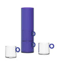 Set de 4 Tazas de Vidrio Borosilicato con Asa de Anillo - Azul