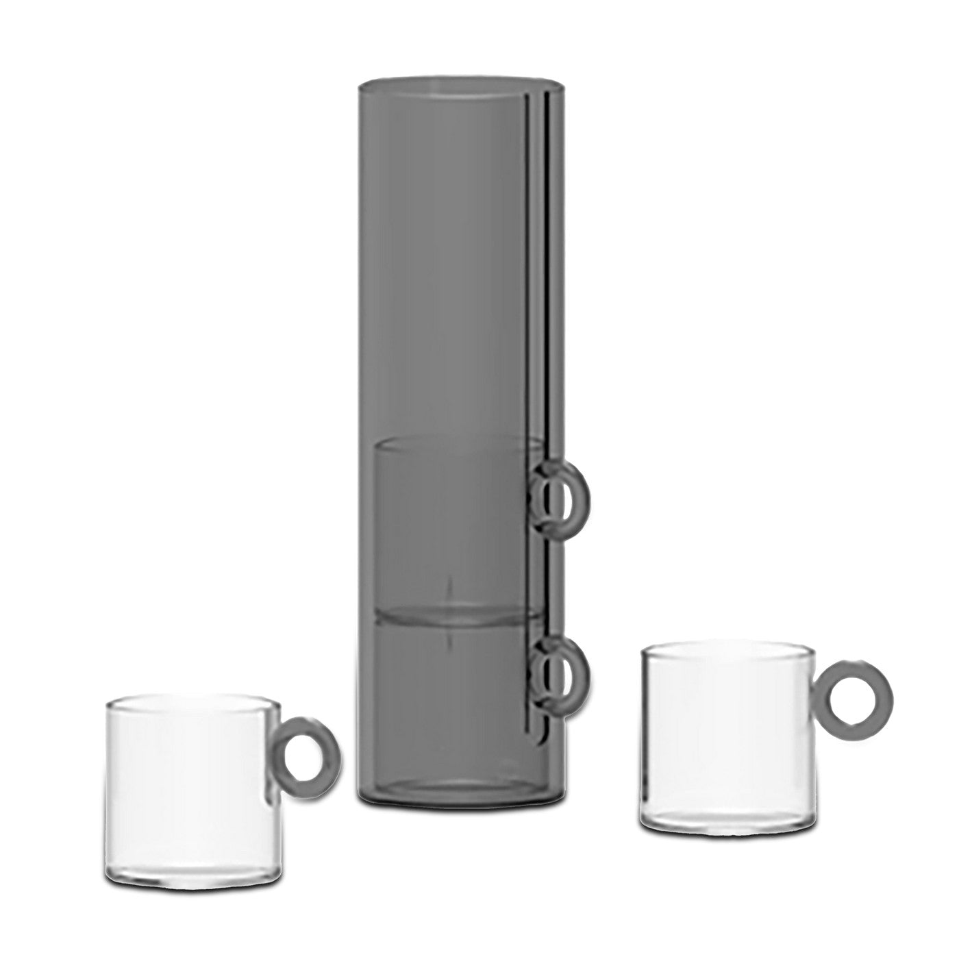 Set De 4 Tazas De Vidrio Borosilicato Con Asa En Anillo - Gris