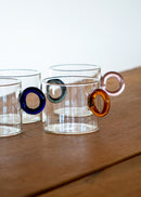 Juego de 4 vasos de vidrio borosilicato con asa de anilla