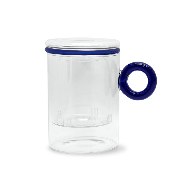 Tisanière En Verre Borosilicate Avec Poignée À Anneau - Poignée Bleue