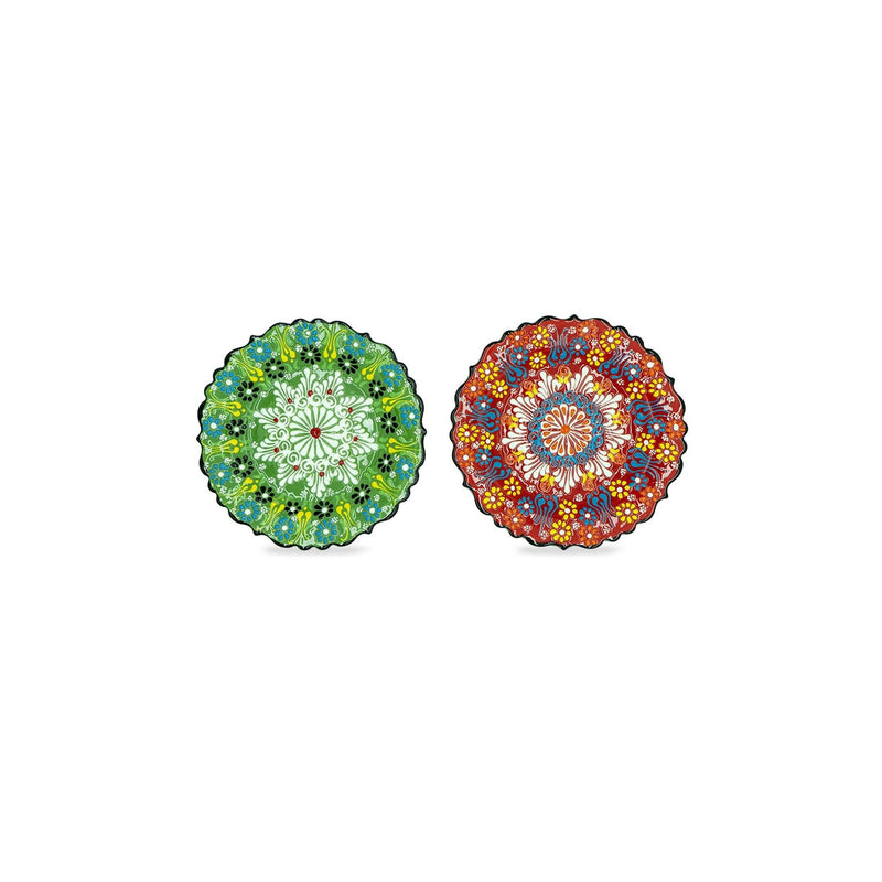 Set De 2 Assiettes De Dessert - Rouge/Vert Pomme