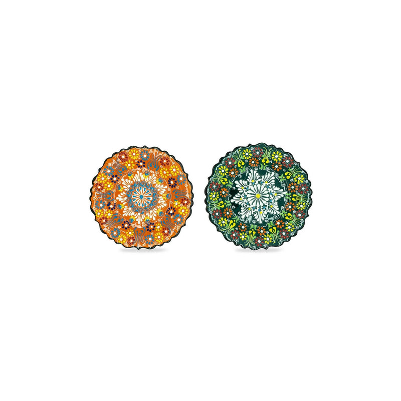 Set De 2 Assiettes De Dessert - Orange/Vert