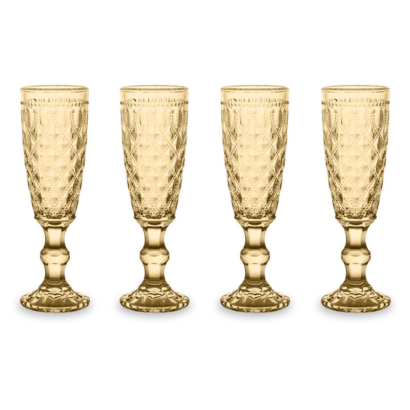 Dubai - Ensemble De 4 Flûtes - Ambre - Verre Borosilicate