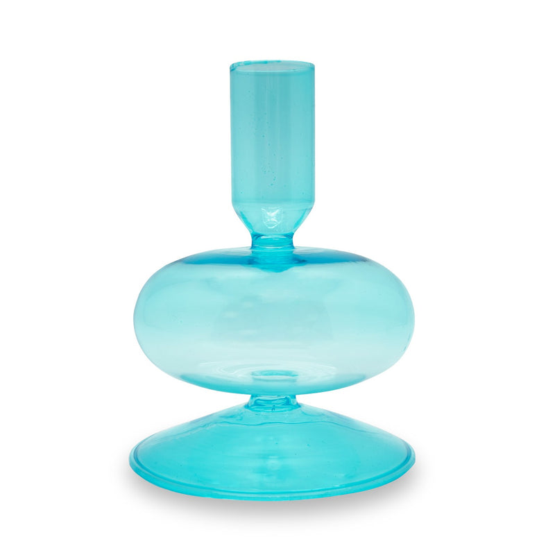 Glass Candle Holder 12cm - Light Blue