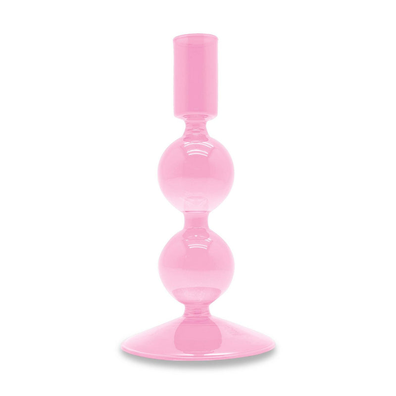 Glass Candle Holder 16cm - Pink