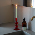 Bougeoir En Verre 16 Cm - Rouge